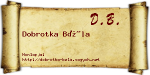 Dobrotka Béla névjegykártya